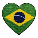 Patch Ecusson Thermocollant Coeur Drapeau Brésil 4 x 4 cm patch brodé Pays