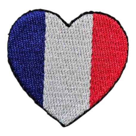Patch Ecusson Thermocollant Coeur Drapeau France 4 x 4 cm patch brodé Pays