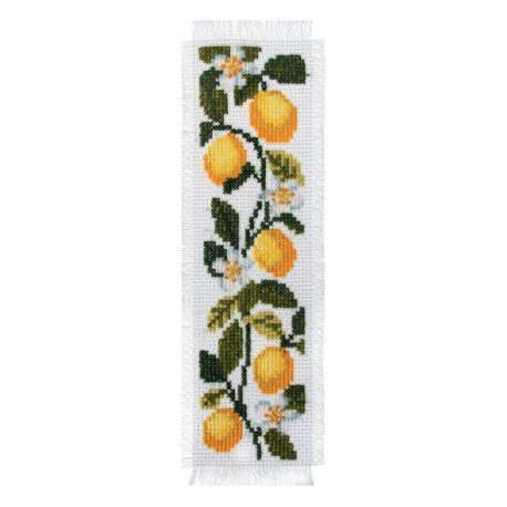 Kit Marque-pages à broder au point de croix compté Motif Citron 6 x 20 cm