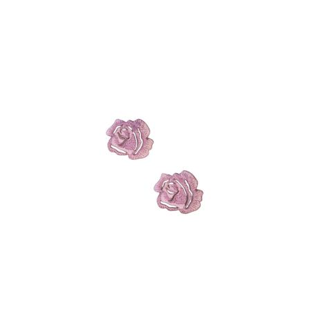 Lot de 2 - Patch Écusson Thermocollant Petite Rose Ajourée 3 x 3 cm Coloris Violet Patch brodé
