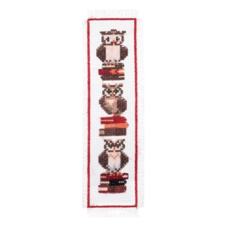 Kit Marque-pages à broder au point de croix compté Chouette Hibou 6 x 20 cm
