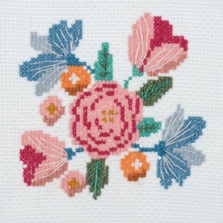 Mini Kit à broder au point de croix compté Floral 13 x 13 cm