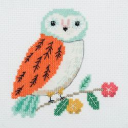 Mini Kit à broder au point de croix compté Chouette Hibou 13 x 13 cm