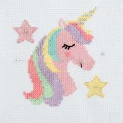 Mini Kit à broder au point de croix compté Licorne 13 x 13 cm