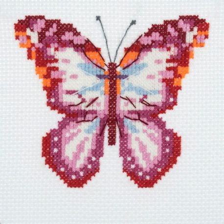 Mini Kit à broder au point de croix compté Papillon 13 x 13 cm