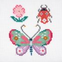 Mini Kit à broder au point de croix compté Papillon Coccinelle 13 x 13 cm
