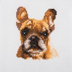 Kit à broder au point de croix compté Bouledogue Français 15 x 15 cm
