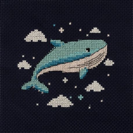 Kit à broder au point de croix compté Baleine 15 x 15 cm