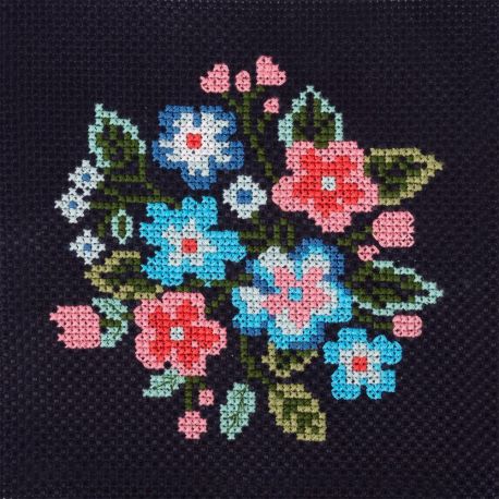 Kit à broder au point de croix compté Bouquet de fleurs 15 x 15 cm