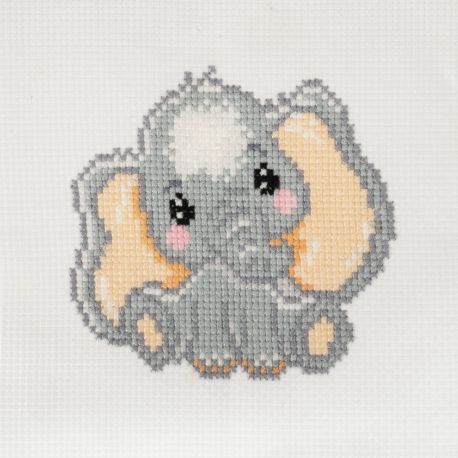 Kit à broder au point de croix compté Eléphant 15 x 15 cm