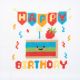 Kit à broder au point de croix compté Happy Birthday 15 x 15 cm