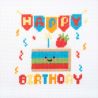 Kit à broder au point de croix compté Happy Birthday 15 x 15 cm