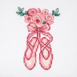 Kit à broder au point de croix compté Chaussons de Danse 15 x 15 cm